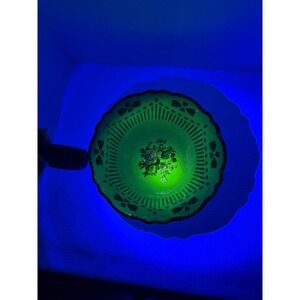 Homer Laughlin Virginia Rose Uranium Glaze Bowl Green Floral UV Glow F 39 N 8